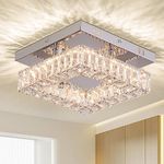 3000 K Modern Crystal Mini Chandelier Crystal Ceiling Light Fixture Flush Mount Small Chandelier for Hallway Kitchen Closet