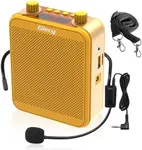 Giecy Voice Amplifier, Giecy 30W 2800mAh Rechargeable Personal Voice Amplifier with Microphone Headset, Portable Speaker for Multiple Locations Classroom, Meetings and Outdoors (G300-Yellow)
