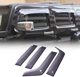 in-Channel Side Window Deflectors for Hummer H3 2005 2006 2007 2008 2009 2010 Accessories, Tape-On Smoke Side Window Deflectors, Outside Car Door Window Visor Kit, Rain Guards Mount, ABS