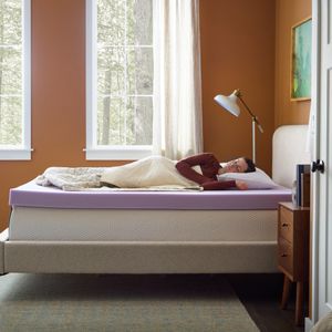 LUCID 4-Inch Lavender Memory Foam Mattress Topper, Queen Size