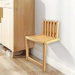 DALUOBO Wall Mounted Folding Chair Solid Bamboo Porch Chair Door Shoe Cabinet Hidden Footstool Folding Bathroom Balcony Living Stool