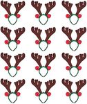 Juvale 12 Pack Christmas Reindeer Antlers Headband, Holiday Photo Booth Props for Adults and Kids