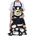 Cat Apron Cat Lovers Apron Cute Cat Apron with Pockets Cat Cooking Kitchen Baking Apron Kitten Apron Cat Lover Owner Mom Gift (Cat Apron)