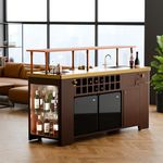 HAUS OF BARS by SpeedX - Double Model X Home Bar Cabinet Wooden Vinyl & Matt Gold Finish with Built in 2 Units of 30L Fridge and Modular Sink with Tap (Wheels at The Bottom)