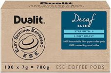 Dualit Decaf ESE Coffee Pods |100 Pack | 100 x 1 | 100 Servings of Premium Ground De Caffeinated Coffee in Easy Serving Espresso Paper Pods | Single Origin | Decaf Light Roast | 15148