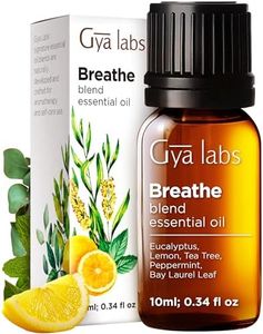 Gya Labs Breathe Essential Oil Blends - 100% Therapeutic Grade Breathe Easy Essential Oils from Eucalyptus, Peppermint Oil and More, for Sinus Relief, Humidifier Cleaner & Congestion (10ml)