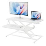 ERGOMAKER Height Adjustable Standing Desk Converter - 32"(81cm) Wide Platform Tabletop Workstation - Quick Sit to Stand Desk Riser for Dual Monitors White