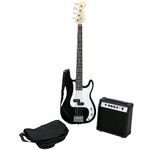 Oypla PB Precision Style Black 4 String Electric Bass Guitar & 15W Amp