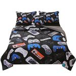 JQinHome Queen Gamer Comforter Set for Boys,6 Piece Bed in A Bag 3D Video Game Bedding -All Season Soft Microfiber Down Alternative Comforter Gamer Bedding Sets for Kids