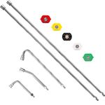 M MINGLE Pressure Washer Extension Wand - 120" Upgrade Power Washer Lance - Pressure Washer Accessories with 5 Nozzle Tips - 30°/90°/120° Curved Rod, 1/4" Quick Connect