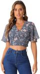 Allegra K Women's Floral Flare Shor