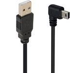 SHANFEILU 90 Degree Mini USB Cable Angle Mini 5pin USB B Male to USB 2.0 Male Data Sync Charging Extension Cable for GPS Dash Cam Black Right Angle 4.9FT