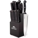 Ginsu KIS-KB-DS-014-4 Kiso Dishwasher Safe 14 Piece Set Black Block, 9" W x 15" H x 5" D