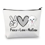 PLITI Maltese Dog Makeup Bag Maltese Dog Lover Gift Dogs Puppies Owner Gift Cute Dog Gift Maltese Mom Gift Peace Love Maltese (Peace Love MalteseU)