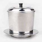 Large Vietnamese Coffee Maker Large Size Coffee Pot | French Press Style Coffee Filters | Pour Over Coffee Dripper | Portable Coffee Maker 12 Cup | Giant Size Serve 8-12 | Stainless Steel 10 Cups Silver