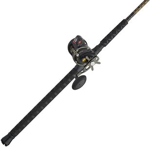 PENN Squall II Level Wind Conventional Reel and Fishing Rod Combo, Black/Gold
