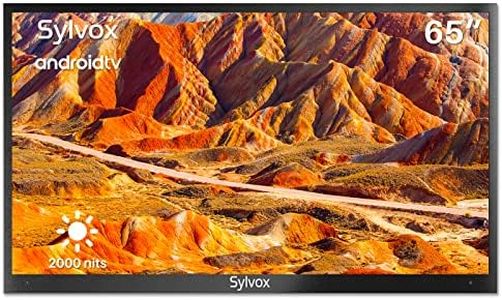 SYLVOX Outdoor TV, Smart Outdoor TV 65” 2000 Nits Full Sun, 4K UHD Weatherproof Outdoor Television with Voice Control Chromecast Built-in, IP55 Android TV for Outside (Pool Pro Series)
