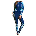 Women Full Body Rash Guard Surfing Swimsuit One Piece Long Sleeve Dive Skins Spring Wetsuit for Paddling Swimming Surfing SUP Navy Floral Size XL