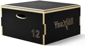 Yes4All Stackable Wooden Plyo Box, Plyometric Box with Anti-Slip Surface for Home Gym & Outdoor Workout - Black - 12" - New, QH8D3