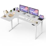 MotionGrey - Electric Motor Height Adjustable Standing Desk, L Shaped Standing Desk, L Shape Corner Desk, Adjustable Computer Sit Stand Desk Stand - L Shape Desk with 63 Inch Table Top (White)