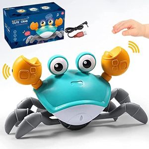 Wimarn Baby Toys, Crawling Crab Toys with LED Light Up for Kids, Interactive Musical Toy with Automatically Avoid Obstacles, USB Rechargeable, Interactive Learning Development Toy for Toddlers