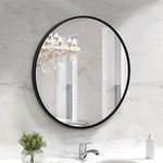 ABOUT SPACE 4mm Heavy Glass HD Mirror 20 Inch Shatter Proof and Explosion Film Proof Circle Mirror for Wall-Classic Matt Black Finish Aluminum Frame Mirror for Bathroom,Bedroom, Vanity, Foyer(50x50cm)