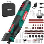 HYCHIKA Cordless Rotary Tool 8V 2.0Ah Larger Battery, 5-Speed 30000RPM Max,145Pcs Accessories Kit Chainsaw Sharpener and LED Work Light, for Detail Sanding Polishing Cutting Drilling DIY Engraving