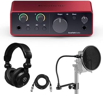 Scarlett Solo 4th Gen USB Audio Interface & Software, Bundle with Closed-Back Studio Monitor Headphones 6' XLR Microphone Cable and Pop Filter, For PC & MAC Recording and Podcast (4 Items)