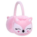 Kids Furry Winter Earmuffs Cute Fox Plush Warmer Windproof Outdoor Ear Protector Earflap Cartoon Soft & Warm Ear Muffs for Boys Girls Baby Toddlers Cold Weather