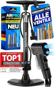 NEXTCOVER® Fahrradpumpe Alle Ventile mit [Airflow-Technologie] I Pumpe für Autoventil, Presta Ventil & Dunlopventil I Standluftpumpe Fahrrad mit Manometer I Luftpumpe Fahrrad [AirPro]