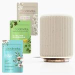 Goodmelts Halo White Versatile Wax Melting Starter Kit - Ceramic Aroma Diffuser with 1 Warmer & 3 Scented Soy Melts (180+ Hours Scent Time) - Safe, Smoke-Free, Natural Fragrance for Home