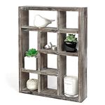 J JACKCUBE DESIGN Rustic Multi-Slot Shelf Cube Display 9 Compartment Shadow Box Wall mountable Shelf for Collection Square Freestanding Case Farmhouse Décor - MK570A (Rustic Wood)