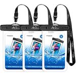 MoKo Waterproof Phone Pouch [3 Pack], Underwater Clear Phone Case Dry Bag with Lanyard Compatible with iPhone 14/13/12/11 Pro Max, Xs Max Xr, SE 3/2, Galaxy S22/S21/20, Note 20/10, HUAWEI P50