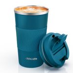 Aolieh Travel Mug, Insulated Coffee Cup,Double Walled Travel Mug Vacuum Insulation Stainless Steel with Leakproof Lid Eco-Friendly Reusable Cup for Coffee,Tea and Beer(510ML,Blue)