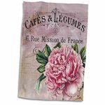 3D Rose French Vintage Pink Peony Botanical Hand/Sports Towel, 15 x 22, Multicolor