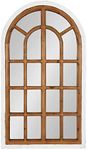 Kate and Laurel Boldmere Traditional Wood Windowpane Arch Wall Mirror, 22" x 38", White and Brown, Farmhouse Inspired Home Decor