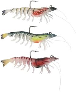 SG Store 3Pcs 1:50 TPE Luminous Well-Made Lifelike Shrimp Fishing Lures Fishing Jigs for Target Bass Trout Walleye Pike Snook Salmon Redfish(9cm 11.5g)