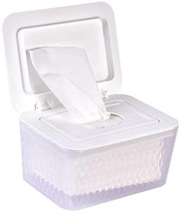 Mounting UP Wipes Dispenser, Large Capacity Wipes/Tissue Case with Moisture Seal Secure Lid with Non-Slip Rubber Feet Keeps Wipes Fresh, Dustproof Wipes Holder Transparent White AU