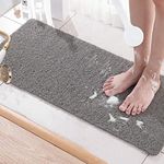 Extra Long Bath Mat Non Slip Anti Mould, Loofah Shower Mas for Inside Shower, 100 x 40 cm Bathtub Mat with Drain, Washable, Quick Dry Bath Mats for Bathroom Floor, PVC Bathtub Mat for Elderly (Grey)