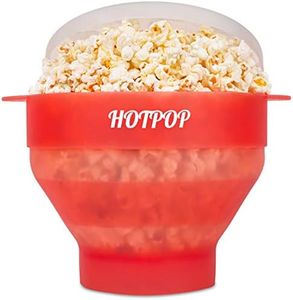 The Original Hotpop Microwave Popcorn Popper, Silicone Popcorn Maker, Collapsible Bowl BPA-Free and Dishwasher Safe- 20 Colors Available (Transparent Red)