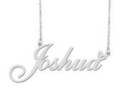 Silver Joshua Name Necklace Heart Charm Pendant Stainless Steel Mother Day Jewelry for Best Friends Familys 16"