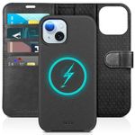 TUCCH Case for iPhone 15 (6.1") 2023, Magnetic Detachable 2-in-1 PU Leather Wallet Case with[RFID Blocking][Wireless Charging][Card Holders][Kickstand] Removable Protective Folio for iPhone 15, Black