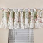 Brandream Window Valance Cotton Curtain for Baby/Toddler/Kid Bedroom Bath Laundry Living Room - Fresh Garden Rose Lilium Lace Tulle Window Treatment Valance