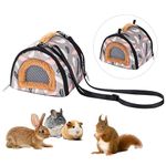 Zohadtak Portable Small Animals Carrier Bag, Rats Sugar Glider Small Guinea Pig Rat Chinchillas Hamster Hedgehog Carrier Pouch Bag for Outdoor Travel, Breathable Hanging Tote Bag with Detachable Strap Zipper (Medium, Gray)