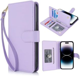 Procarcasa for iPhone 12 Pro Max Wallet Case,for iPhone 12 Pro Max Case [7 Card Holders][Wrist Strap] PU Leather Wallet Shockproof Stand Kickstand Magnetic Clourse Phone Case-Purple