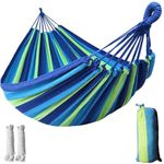 Pezlun Canvas Hammock 102" Long X 59" Wide 2 Person Hammock 440 pounds Maximum Weight Applicable Scenes in Courtyard Autumn, Indoor Hanging Chairs, Beach Leisure (Blue-Green)