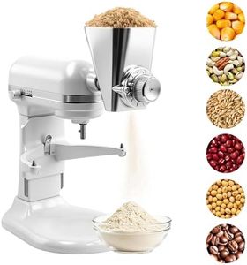 Metal Grain Mill Attachment Compatible with KitchenAid Stand Mixer, 12 Adjustable Settings Flour Maker for Wheat, Oats, Corn and Beans, Includes Cleaning Brush & Screwdriver, Hand Wash Only