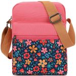 Leaper Flower Messenger Bag Small Canvas Crossbody Bag and Purse Set for Girls, Women (SD21-Pink)