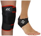 Nivia Neoprene Adjustable Knee Support (Black) Orthopedic Basic Ankle Support (Black)