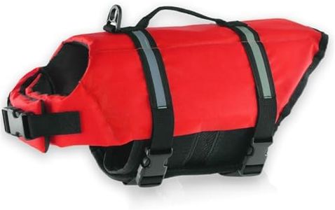 FANSU Hundeschwimmweste, Hunde Schwimmweste mit Rettungsgriff-Rettungsweste für Hunde -Verstellbare Größe zum Schwimmen, Surfen, Bootfahren (L,Rot)